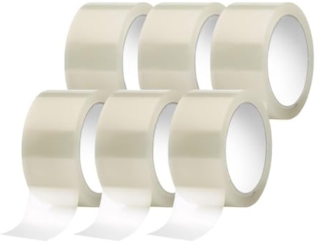IMBALLAGGI 2000 - Nastro Adesivo Trasparente in Polipropilene, 6Pz 5cm x 66mt x 76 mm, per Pacchi, Resistente a Strappo Silenzioso - Nastro Imballaggio per Spedizioni, Scatoloni e Trasloco