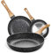 MICHELANGELO 3-Piece Non-Stick Frying Pan Set, 20cm, 24cm, 28cm, Black, Bakelite Handle, Dishwasher Safe