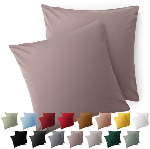 Blumtal Kissenbezug 40 x 40, 2 Stück - Oeko-TEX zert. Kissenbezüge 100% Mikrofaser in extra weich & waschmaschinenfest - Bezug Kissen 40x40 Taupe
