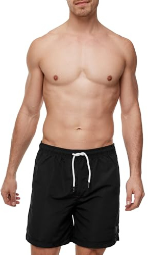 Indicode Herren Ferguson Badehose mit 3 Taschen und Tunnelzug | Badeshorts für Männer Black, L
