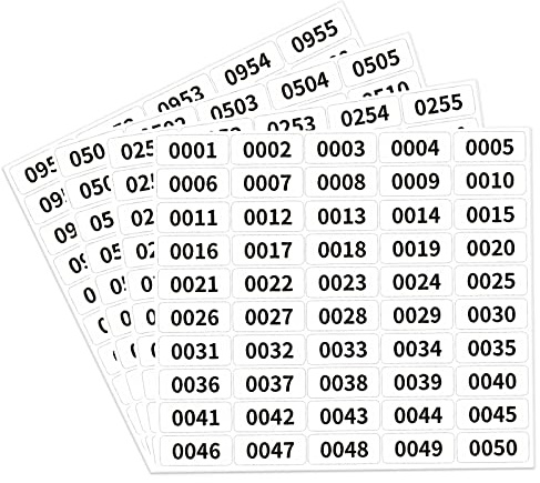 YUTOU 0001-1000 - Adesivo con numeri, impermeabile, 4 x 2 cm