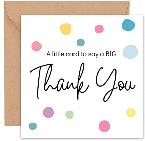 Thank You Card - with Envelope - Wedding Teacher Teaching Assistant Nurses Doctors Small Business Kids Friend Single Large - Thank You Gifts for Women - 14cm (Single)
