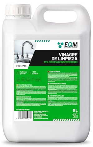 EQM - ECO-216 - Vinagre de Limpieza Concentrado - 5L - 10º de Acidez - 100% Natural - Potente Limpiador Multiusos para el Hogar