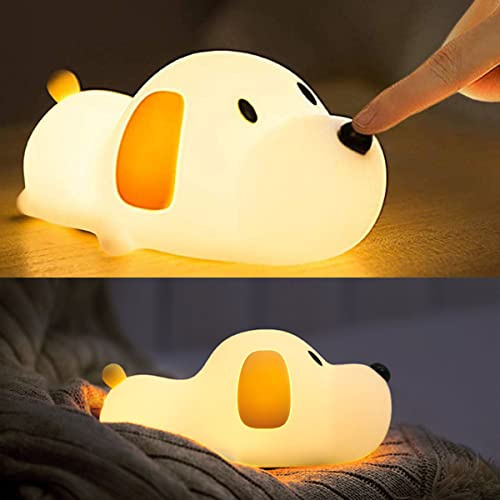 Kids Night Light, Cute Silicone Puppy Lamp Dimmable Portable Dog Lamps