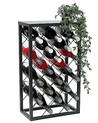 DanDiBo Weinregal Metall Schwarz Stehend 96434 Flaschenregal 68 cm Weinhalter Flaschenhalter Modern für 20 Flaschen