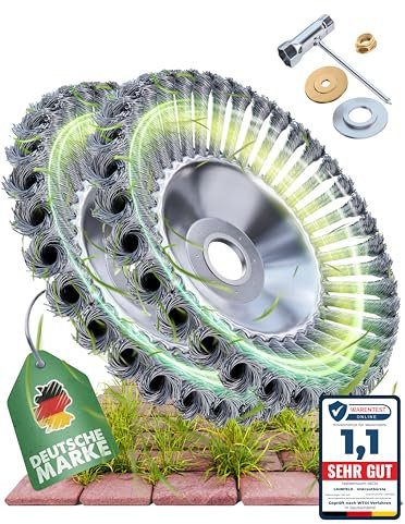 LAINFELD Unkrautbürste für Freischneider & Motorsense | Universelle Passform inkl. Adapter | Unkraut Fugenbürste mit Zubehör | Wildkrautbürste