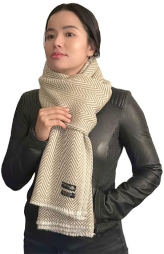 Mountain View Fabrics Luxuriöser, weicher nepalesischer Kaschmir/Pashmina – Schal / Stola für Männer und Frauen (Einheitsgröße)., Beige / Weiß, 82.5 in x 27.5 in