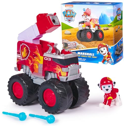 Paw Patrol: Rescue Wheels Marshall’s Firetruck, Toy Truck with Projectile Launcher and Collectible Action Figure, Kids Toys for Boys & Girls Ages 3+