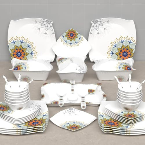 Juego de cena redondo de melamina juego de cena impreso vajilla para cocina 40 piezas melamina cena Set