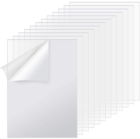 JIEHIN 12 Lastre Acriliche Trasparenti A4-297 x 210 x 2 mm - Pannelli in Acrilico per Cornici Foto, Display, Pittura e Progetti Fai da Te