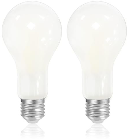 FLSNT Lampadina E27 bianca fredda 200 W equivalente, 18 W A70 Lampadina a basso consumo 3000lm, super luminosa, design 4000K, bianco freddo, non dimmerabile, confezione da 2