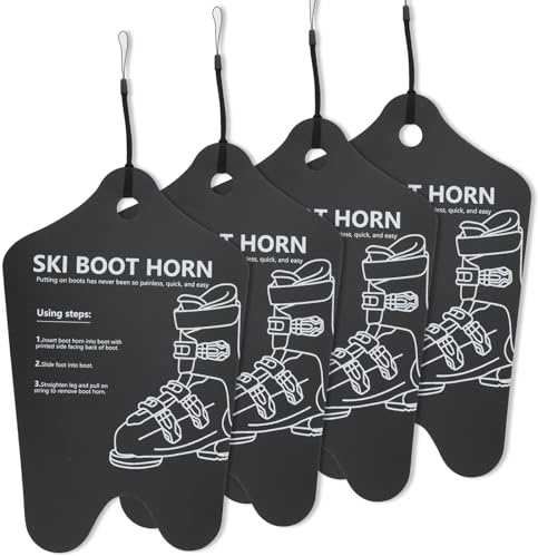 Gosknor 4pcs Boot Shoe Horn, 8.5x13in Ski and Snowboard Boot Horn with Drawstring Cuttable Ski Equipment Shoehorn Gifts Accessories Shoe Helper for all Ages