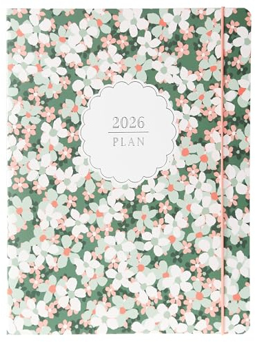 Graphique July 2025 – Dec 2026 Planner | 18-Month Calendars & Personal Organisers | Weekly and Monthly Planner, Notes Pages | Hardcover, Green Floral Design | 20.32 × 25.4 cm