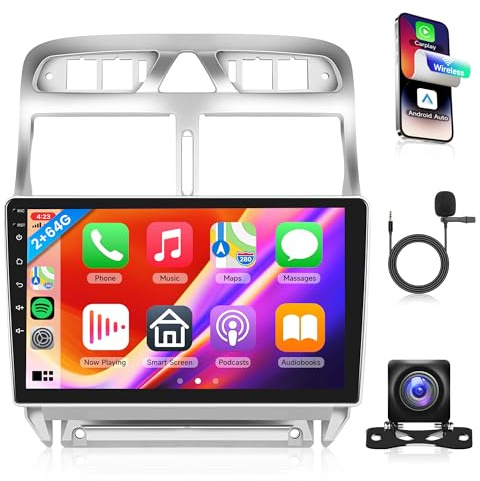 2G+64G trådlös Carplay Android bilradio för Peugeot 307/307CC/307SW 2002-2013 med Canbus Android Auto GPS Navi WiFi 9-tums bilradio med spegellänk Bluetooth FM/RDS/EQ/SWC backkamera
