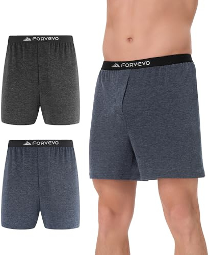FORVEVO Paquete de 2 calzoncillos tipo bóxer de lana merino para hombre, ropa interior de lana transpirable para hombre, cómodos, de pierna larga, sin olor, sin etiquetas, multicolor (Multicolor01