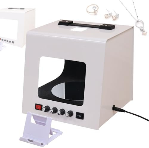 ZHJOPP Mini Scatola per Studio Fotografico, Tenda da tiro con Scatola Luminosa per Fotografia Portatile con Luce Regolabile 3000-5500k e Giradischi Elettrico Regolabile in velocità