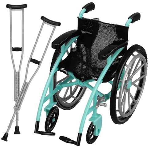WEKAMOS 1 set di sedie a rotelle per casa delle bambole con stampelle, accessorio pieghevole per scene creative, per decorazioni paesaggistiche e progetti fai da te