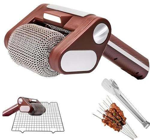 Elektrisk Grillrengörare Utan Borst, Sladdlös Rostfri Kraftrulle Med Roterande Rengöringsborste Med Inbyggda Led-lampor, 350 Varv Per Minut, Uppladdningsbar Elektrisk Grillborste