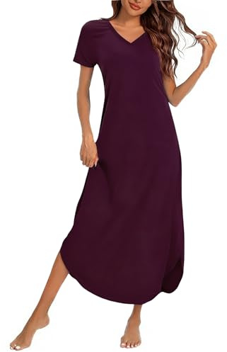 Marvmys Camicia da Notte Donna Cotone Manica Lunghe per Casa Casuale