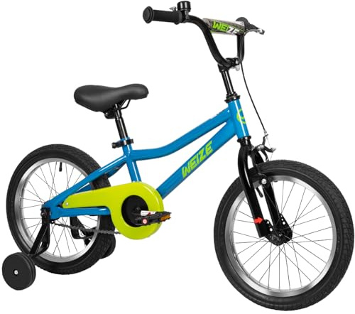 WEIZE Kids Bike, 16 Inch Children Bicycle for Boys & Girls Ages 4-7 Years Old, Rider Height 41-53 Inch, Adjustable Seat & Handlebars, Coaster Brake, Dark Blue
