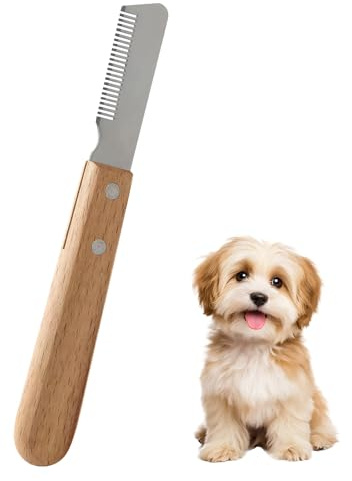 Coltello da Stripping a Denti Stretti per Animali Domestici Sottopelo, Professionale Spogliarello Knife Coarse Ergonomic, Cani Spazzola da Toelettatur Wooden Adatto a Gattis e Canis, Destro(Marrone)