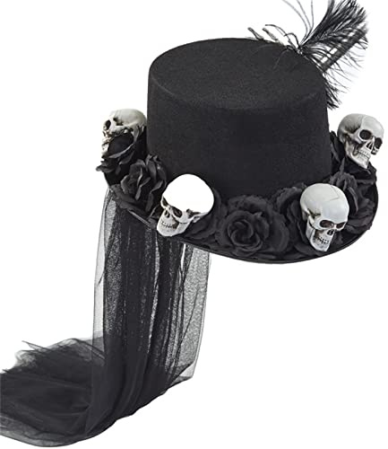 Kalttoy Steampunk - Sombrero gótico para viajero en el tiempo, sombreros para mujer con velo, sombreros steampunk para mujer con velo