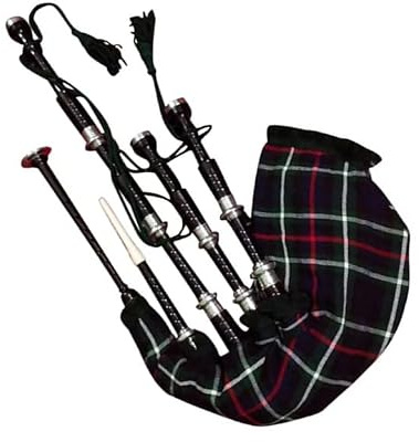 Mackenzie Tartan Bagpipe With Black Finish And Silver Mounts – Traditional Scottish Highland Instrument With Authentic Tone For Beginners And Professionals