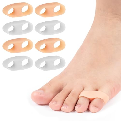 XENQITO 4 Pares Separadores de Dedos Pequeños, Corrector de Dedos Superpuestos, Separador Dedos Pie,Cuidado de Corrección de Dedos, Separadores de Gel para Dedos, Protección y Relajación para los Pies