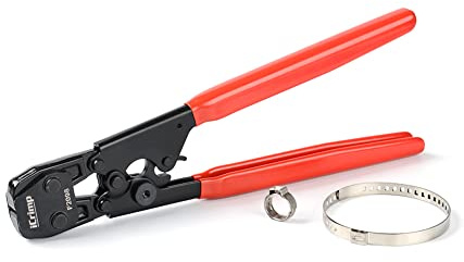 IWISS Ratcheting PEX Cinch Tool for Fastening Stainless Clamps from 3/8-Inch to 1-Inch with Calibration Gauge Suits ASTM F2098 and Non F2098 Ear Hose Clamps