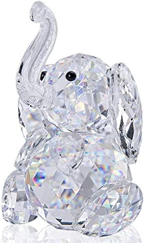 H&D HYALINE & DORA Fermacarte da Tavolo in Cristallo Tagliato Collezione di Statue di Animali Elefante Decorazione in Vetro