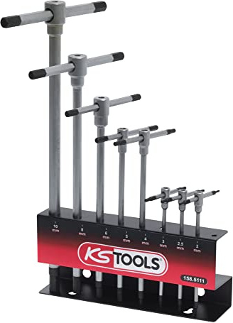 KS Tools 158.5111 Expositor de 8 llaves hexagonales con mango en T, 8 unidades