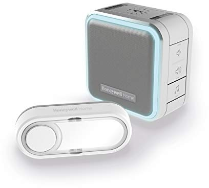 Honeywell Home Funk-Gong-Set 9 Töne 84dB Lichtring/ LED-Stroposkopblitz, 150 m, silber/ grau, DC515SG