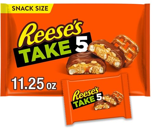 TAKE 5 Pretzel, Caramel, Peanut Butter, Peanut, Chocolate Snack Size Candy Bars, Individually Wrapped, 11.25 oz Bag