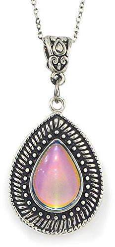 FUN JEWELS - Stimmungs-Halskette mit tropfenform Anhänger - Farbwechsel je nach Stimmung - Halskette 45 cm + 5 cm Verlängerung - Vintage-Stil