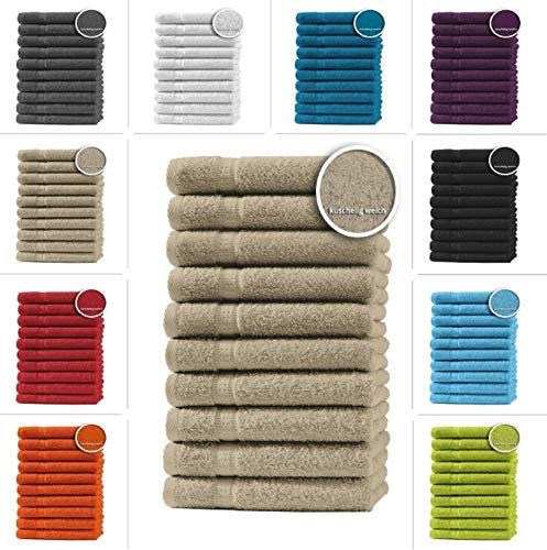 one-home 10er Set Gästetücher Handtücher Duschtücher Badetücher Frottee 100% Baumwolle, Präzise Farbe:Beige, Produktart:Gästetücher 30x50 cm