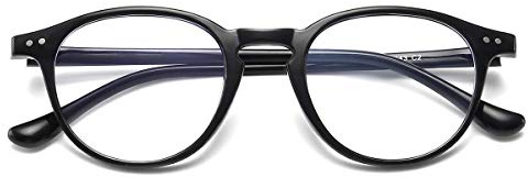 Dollger Blaulichtfilter Brille Computerbrille Anti-Blaulicht Klassische Rund Frame Gaming Brille für Damen Herren Schwarz