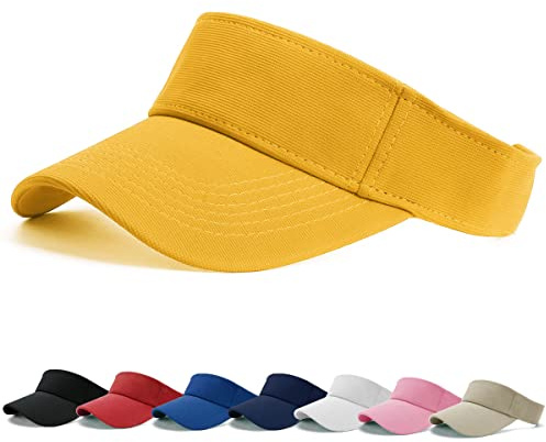 BLURBE Sun Visor Cap - Women Ponytail Baseball Cap, Sport Outdoor Plain Visor Hat, Adjustable Twill Golf Tennis Hats Yellow