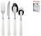 Home 756467 Cutlery Set 24 Pieces, Stainless Steel, White Handle, Plastic Steel