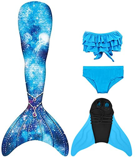 shepretty meerjungfrauenflosse mädchen Neuer Mermaid Tail Badeanzug für Erwachsene und Kinder，lanJCKA15-130-2