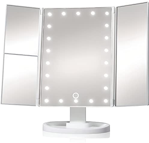Retoo Kosmetikspiegel mit Beleuchtung LED Faltbar Schminkspiegel Vergrößerungsspiegel 2X/3X Vergrößerung Touchschalter Makeup Spiegel USB oder Batteriebetrieben 180° Drehbar Natürliche Lichter