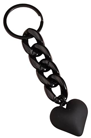 Lemua Black Heart Keychain for Women Cute Bag Charms for Handbags Purse Charm Acrylic Plastic Link Keychain Accessories for Car Keys Backpack