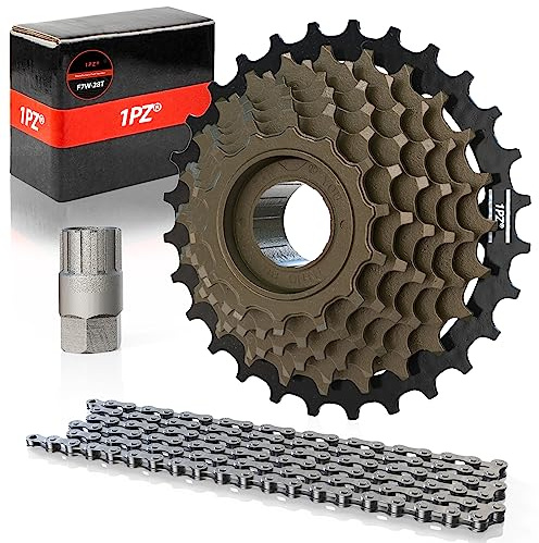 1PZ F7W-28T Tourney/TY MF-TZ500 cykelkassett med 7 växlar, bultar på kassett, 14–28 tänder, med låsverktyg för reparation av kassetter och 7 växlar