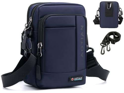 BAGZY Petit Pochette Ceinture Homme Sacoche Bandoulière pour Homme Sac Bandoulière Sac Porté épaule Sac Banane Crossbody Sac à Main Sac Ceinture Étui pour Téléphone Portable Sac de Voyage Noir
