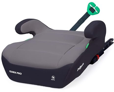 Daliya® QUBIX PRO Kindersitzerhöhung mit ISOFIX | i-SIZE NORM ECE R129 | 125 bis 150 cm | Gurtfix | waschbar | Autositz | Autokindersitz | Kindersitz | Sitzerhöhung (Schwarz - Grau)