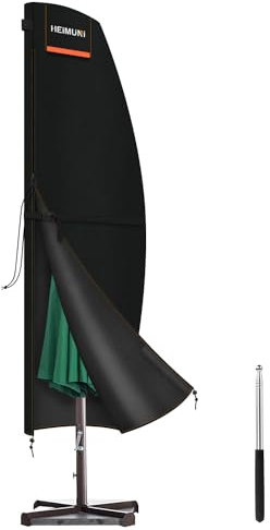 HEIMUNI Housse pour Parasol Déporté de 2m 3m 4m, Housse de Parasol Imperméable 420D Tissu Oxford Housse Parasol de Plage avec Tige, Bache de Protection Exterieur Parasol Coupe-Vent, 230x45/70/50cm