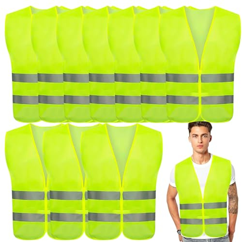 SALADOCY 8 Pezzi Gilet di Sicurezza Riflettente, Gilet Giallo ad Alta visibilità, Unisex, Adatto per Autisti, Lavoratori (8)