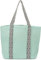 styleBREAKER Damen Papierstroh Strandtasche Einfarbig mit Azteken Muster, Flechttasche Reißverschluss, Schultertasche 02012409, Farbe:Türkis