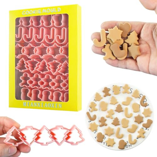 Mini Weihnachten Ausstechformen Set - Lebkuchenmann, Baum, Schneeflocken, Zuckerstangen, Handschuhe, Weihnachtsstrümpfe, Mini Urlaub Ausstechformen für Mini Fondant, Haustier Snacks