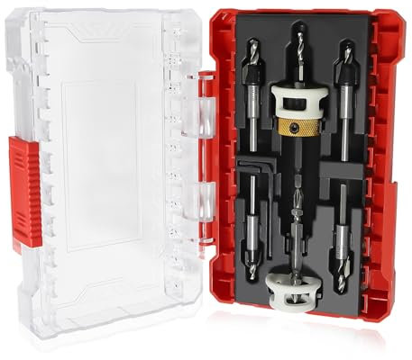 AUMEL 5 Pièces Ensemble de Forets Coniques, Foret à Chanfreiner avec Butée 82 degrés Pointe en carbure 5/32x3/8, 9/64x3/8, 11/64x1/2 Foret à Bois pour le Travail du Bois