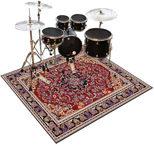 Schlagzeugteppich 140 x 120 cm Schlagzeug Teppich Drum Teppich Schallschutz Teppich Professioneller Trommelteppich Antivibrationsmatten für Musikinstrumente Schallschutz Akustik Trommel Teppich